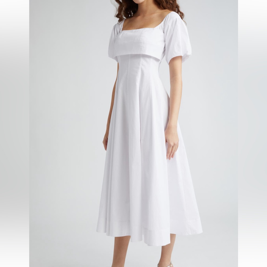 Staud Palermo Off The Shoulder Stretch Poplin Dress